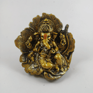 Resine Leaf Ganesh Antique Colour