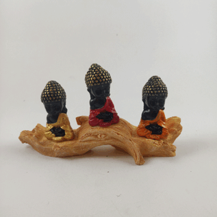Resine Three Baby Buddha on Log