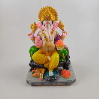 Resine Blessing Ganesh with Laddos