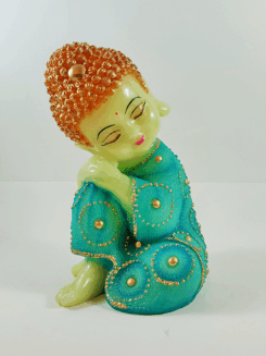 Marble Finish Sleeping Baby Monk Figurines Statue