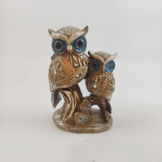 Resine Double Owl On Log