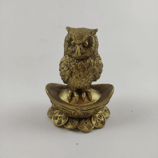 Resine Owl on Money Box Antique Colour