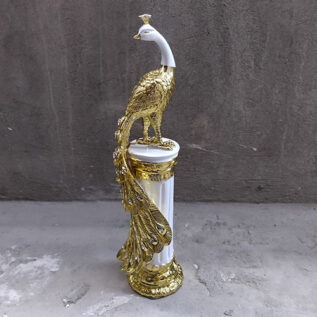 Gold Plated Peacock Standing on Piller