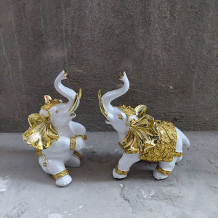 Marble Finish Resine Elephant Pair