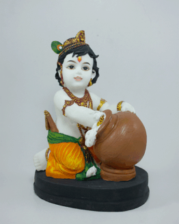 Resine baby krishna with butter pot