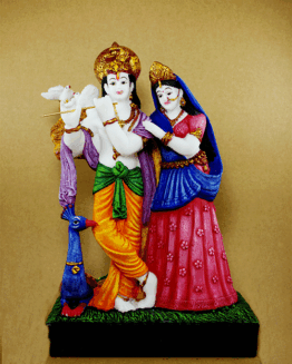 Resine Mat Finishing Radha Krishna with Peacock