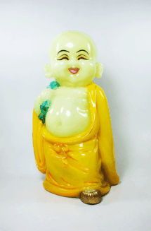 Marble Finish Baby Monk Figurines Statue with Money Bag
